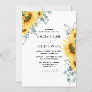 Invitation Mariage d'aquarelle rustique de tournesol Eucalypt