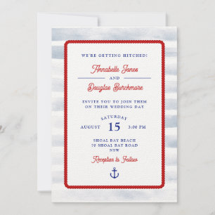 Invitation Mariage d'aquarelle rustique Nautique