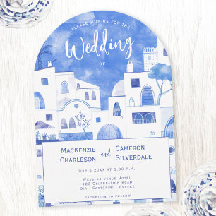 Invitation Mariage d'aquarelle Santorini