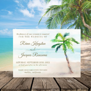 Invitation Mariage d'aquarelle Tropical Beach Palm Tree