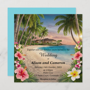 Invitation Mariage d'aquarelle Tropical Ocean Beach