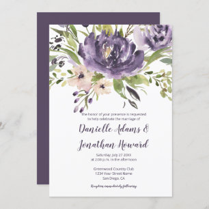 Invitation Mariage d'aquarelle vert violet Lavender