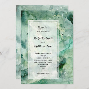 Invitation Mariage d'aquarelle verte moderne