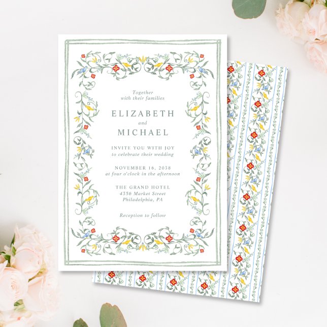 Invitation Mariage d'aquarelle vintage Garden (Créateur téléchargé)