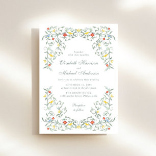 Invitation Mariage d'aquarelle vintage Garden