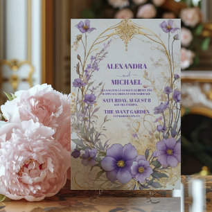 Invitation Mariage d'aquarelle violet lavande florale