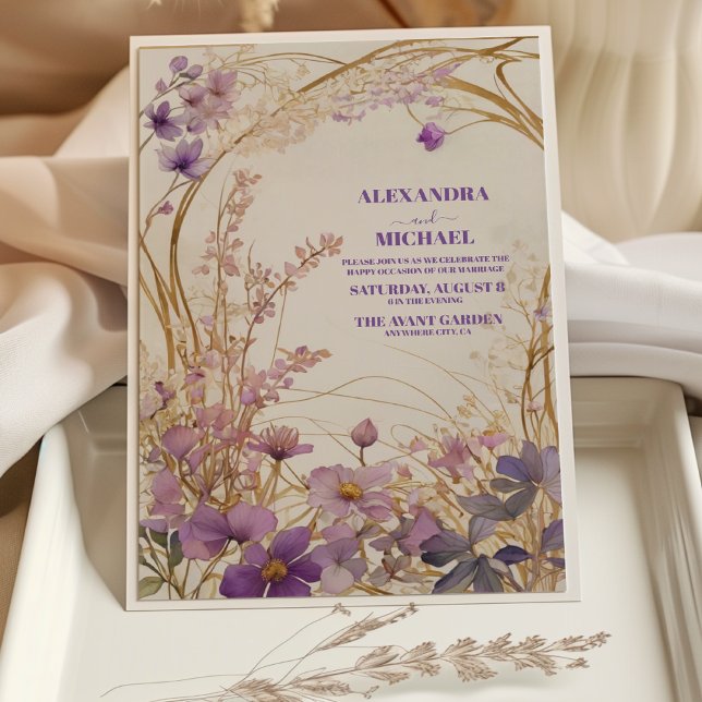 Invitation Mariage d'aquarelle violet lavande florale (Créateur téléchargé)