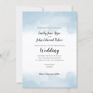Invitation Mariage d'aquarelles bleu clair Pastel