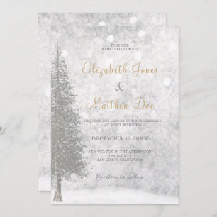 Invitation Mariage d'arbre d'hiver de la montagne forestière