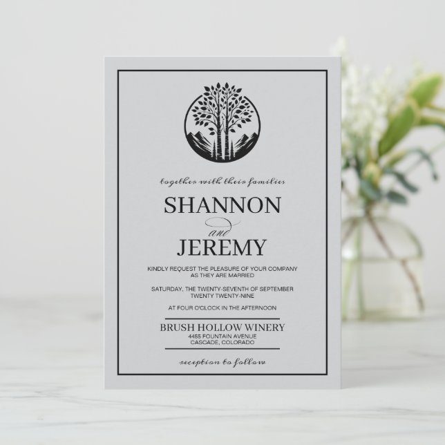 Invitation Mariage d'arbre gris Aspen (Debout devant)
