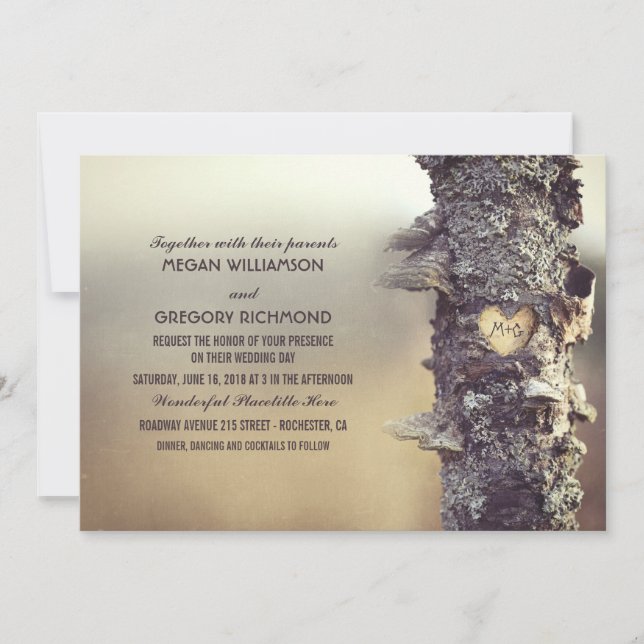 Invitation Mariage d'arbre rustique (Devant)