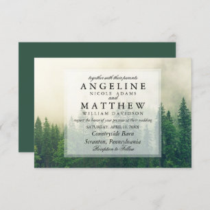 Invitation Mariage d'arbre vert de la forêt de bois