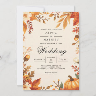 Invitation Mariage d'arc d'automne de feuille d'ambre
