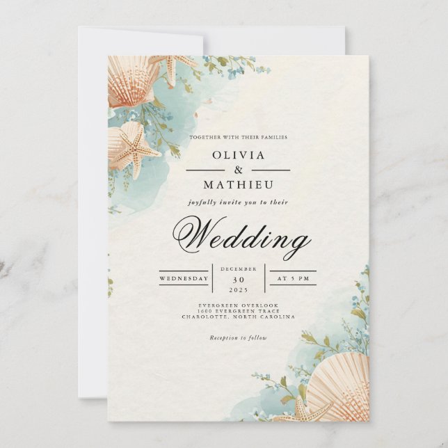Invitation Mariage d'arc de coquillage (Devant)