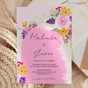 Invitation Mariage d'arc de désert Boho rose fleuri