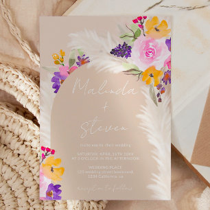 Invitation Mariage d'arc de désert Boho rose fleuri
