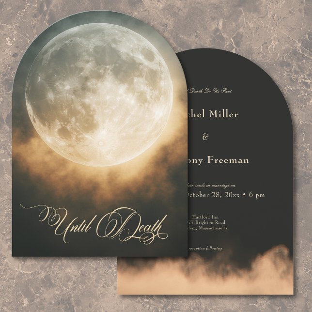 Invitation Mariage d'arc de Pleine lune sombre gothique (Gothic Dark Full Moon Arch Wedding Invitation)