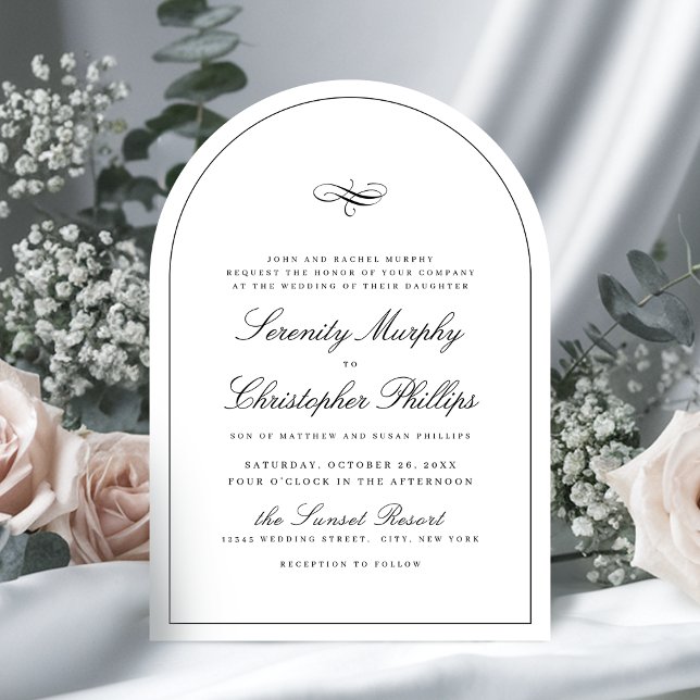Invitation Mariage d'arc de script d'élégance classique simpl (Simple Classic Elegance Script Arch Wedding Invitation)