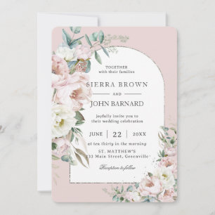 Invitation Mariage d'arc fleuri rose chic