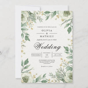 Invitation Mariage d'arc fleuri vert doux