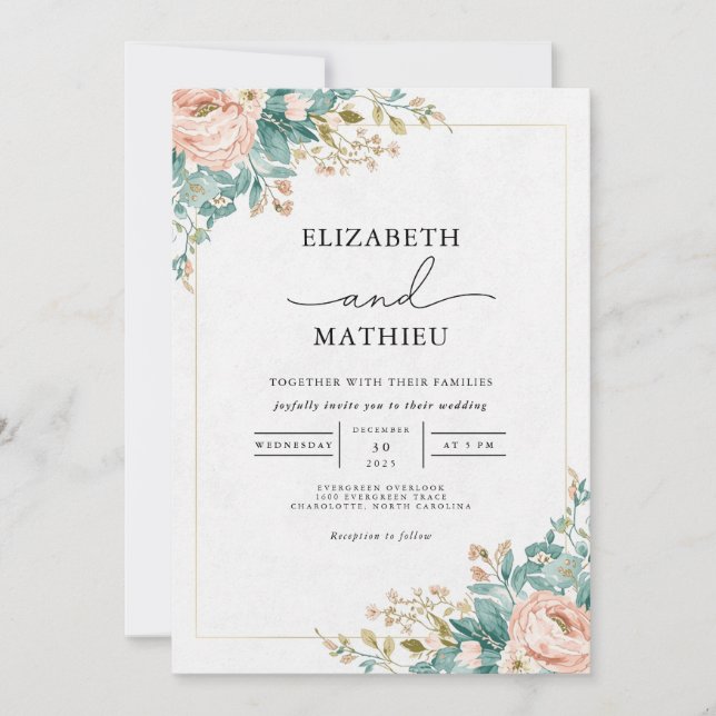Invitation Mariage d'arc floral (Devant)