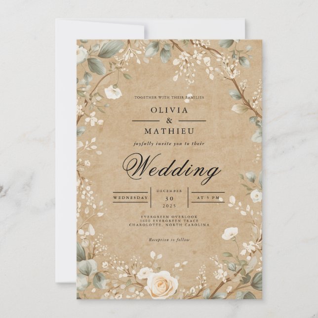 Invitation Mariage d'arc floral Earthy Twig (Devant)