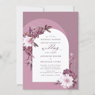 Invitation Mariage d'arc floral violet rouille rouille