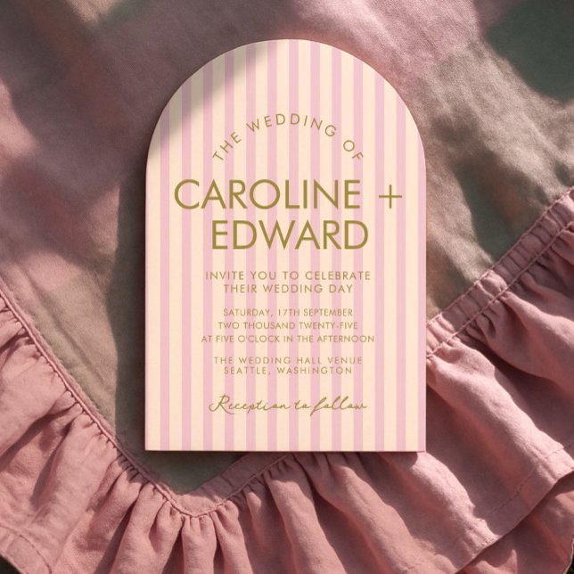 Invitation Mariage d'arc Pastel rayé (Créateur téléchargé)