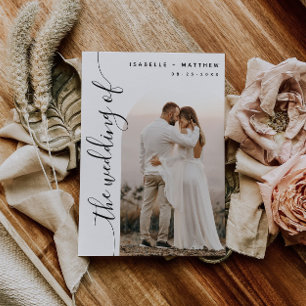 Invitation Mariage d'arc photo de script vertical