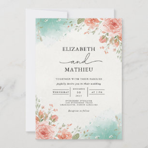 Invitation Mariage d'arcade botanique de Coral Blush