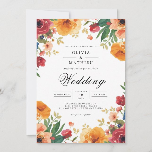 Invitation Mariage d'arcade florale dynamique (Devant)