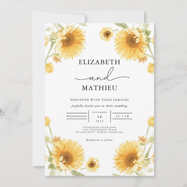 Invitation Mariage d'arcade florale ensoleillée (Devant)