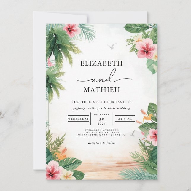 Invitation Mariage d'arcade florale tropicale (Devant)