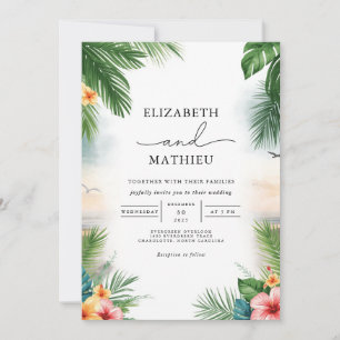 Invitation Mariage d'arche à feuilles tropicales verdoyantes