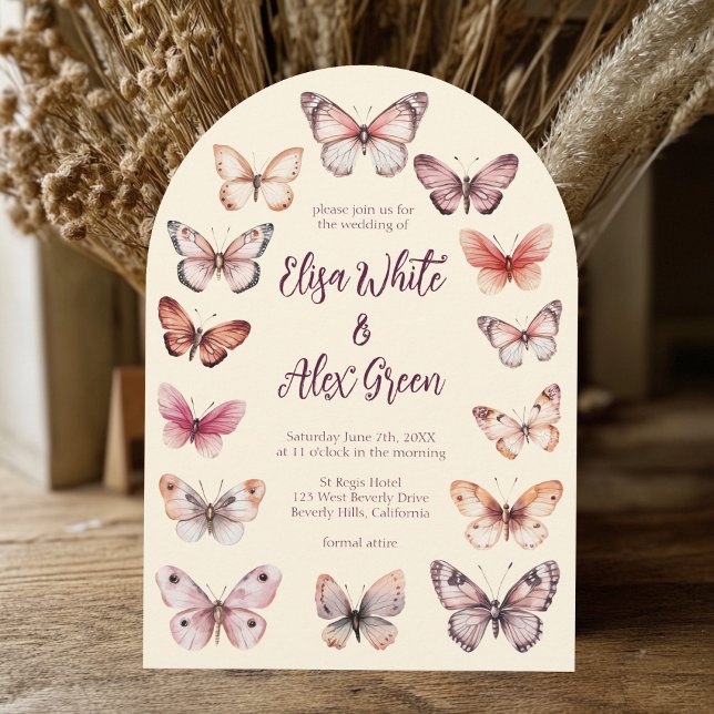 Invitation Mariage d'arche à papillons Élégant (Elegant Butterflies CUSTOM Arch Wedding Invitation
)