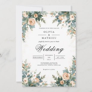 Invitation Mariage d'arche botanique Apricot souple