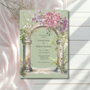 Invitation Mariage d'arche d'aquarelle de couleur verte Sage