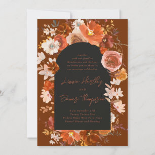 Invitation Mariage d'arche d'aquarelle florale à la crème brû