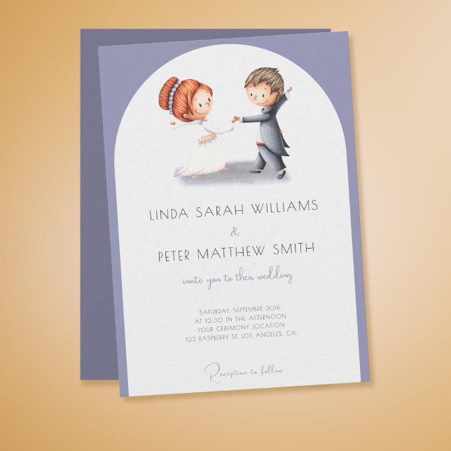 Invitation Mariage d'arche de mariée de lavande mignonne (Cute Lavender Bride Groom Arch Wedding Invitation)
