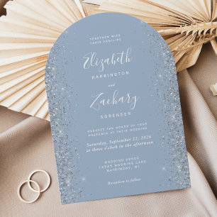 Invitation Mariage d'arche de Parties scintillant bleu-doré m
