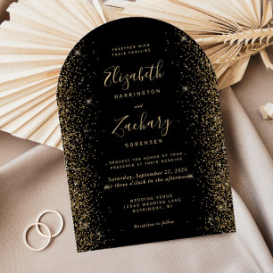 Invitation Mariage d'arche de Parties scintillant d'or noir m