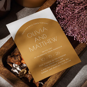 Invitation Mariage d'arche de typographie moderne jaune mouta