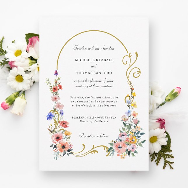 Invitation Mariage d'arche d'été Fleur sauvage d'aquarelle (Créateur téléchargé)