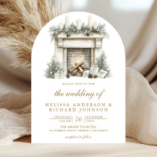Invitation Mariage d'arche du code QR de la cheminée de Noël