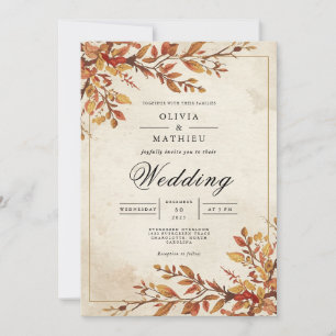 Invitation Mariage d'arche en ambre rustique