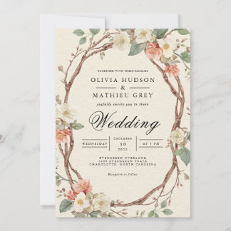 Invitation Mariage d'arche en fleurs de la branche terrestre