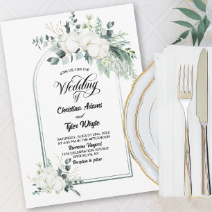 Invitation Mariage d'arche Eucalyptus Fleur de Coton
