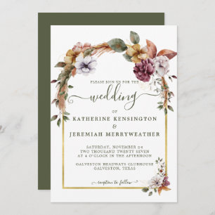 Invitation Mariage d'arche fleurie Boho rustique