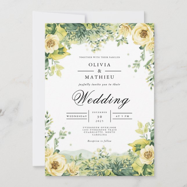 Invitation Mariage d'arche fleurie de Citrus verdoyant (Devant)
