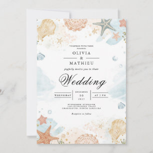 Invitation Mariage d'arche fleurie du Coastal Seashell